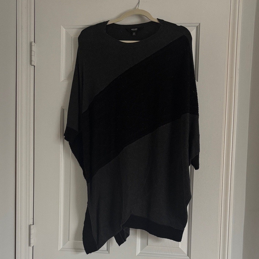 Black Asymmetrical Color Block Top by Simply Vera